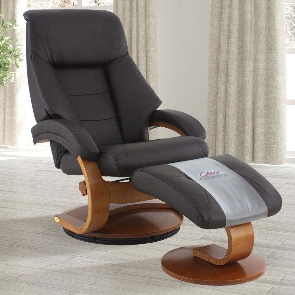 Oslo Collection Mandal Recliner And Ottoman, Espresso (Brown)